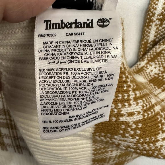 Timberland Women Scarf Buffalo Brown And White‎ Plaid One Size - Picture 5 of 7